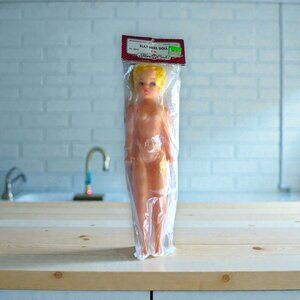 VINTAGE 11.5” Fibre Craft #3012 Flat Heel Doll Blue Eyes NEW